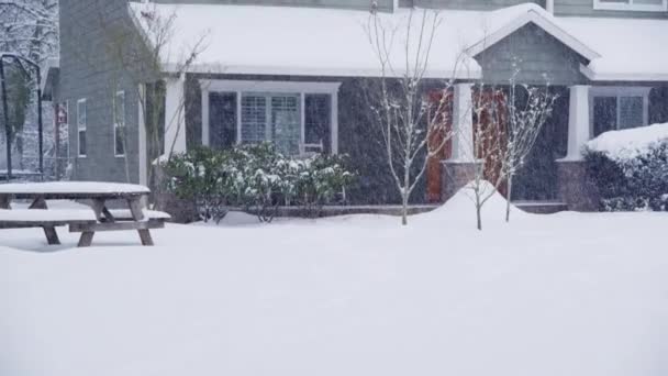 Home Esterno Tempesta Neve — Video Stock