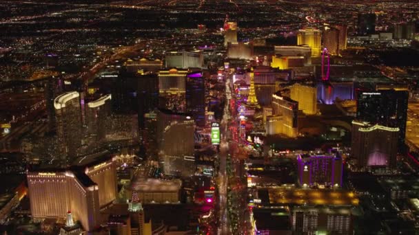 Las Vegas Nevada Circa 2017 Sorvolando Las Vegas Strip Notte — Video Stock