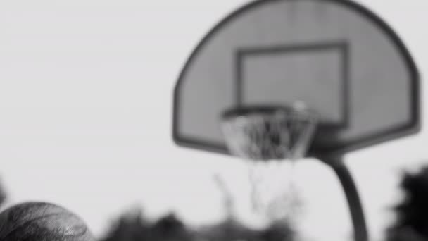 Basketball Player Shoots Scores — Stock Video