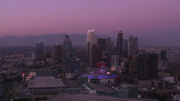 Puesta Sol Sobre Los Ángeles California Estados Unidos Imágenes Aéreas — Vídeo de stock