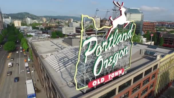 Portland Oregon Mei 2015 Luchtopname Van Portland Oregon Teken — Stockvideo