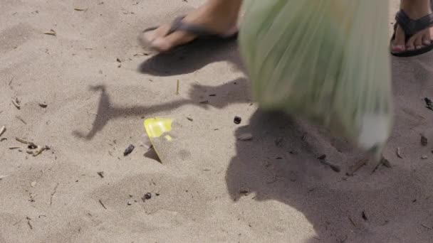 Limpeza Praia Lixo — Vídeo de Stock