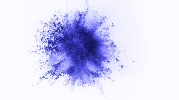 Синий Порошок Взрывающийся Белом Фоне Сверхмедленном Движении Выстрел Phantom Flex — стоковое видео