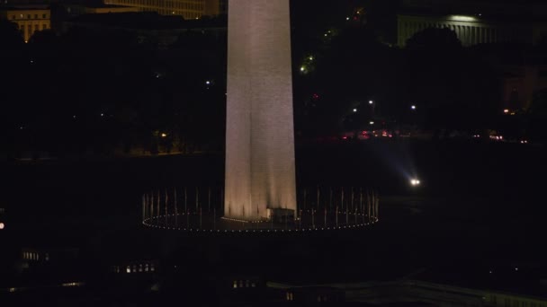 Washington Circa 2017 Monumento Washington Inclínese Base Arriba Tiro Con — Vídeos de Stock