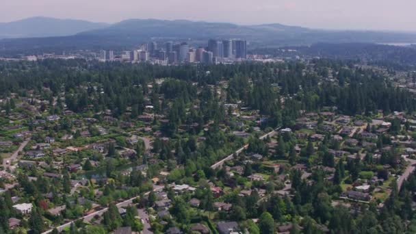 Bellevue Washington Circa 2018 Downtown Bellevue Washington Shot Helicopter Cineflex — Stock Video