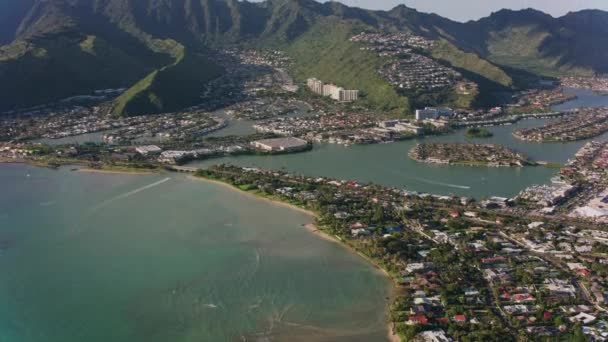 Oahu Χαβάη Περίπου 2018 Αεροφωτογραφία Του Κόλπου Της Maunalua Πυροβολήθηκε — Αρχείο Βίντεο
