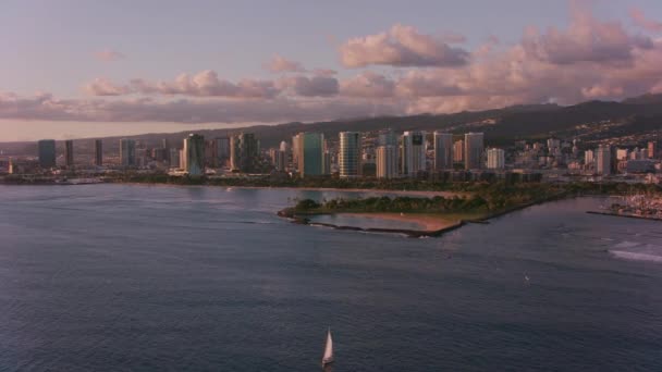 Honolulu Oahu Hawaii 2018 Körül Légi Kilátás Magic Island Késő — Stock videók