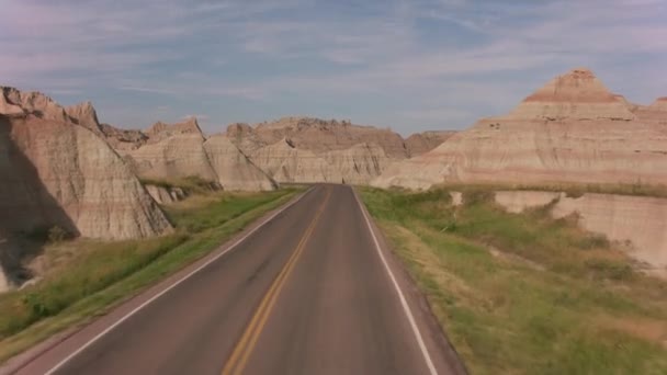Dirigir Através Parque Nacional Badlands Dakota Sul — Vídeo de Stock