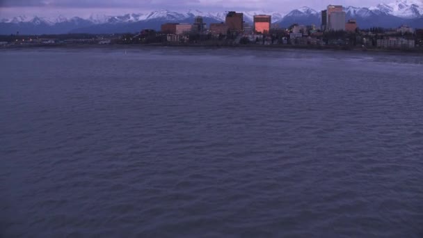Анкоридж Аляска Около 2018 Года Вид Воздуха Анкоридж Аляска Сумерках — стоковое видео