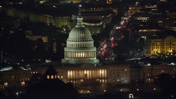 Washington 2017 Luftaufnahme Des Kapitols Der Vereinigten Staaten Bei Nacht — Stockvideo