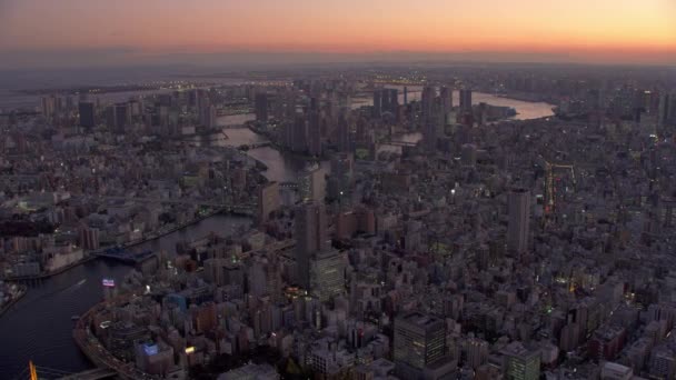 Tokio Japonia Około 2018 Roku Lecąc Nad Rzeką Sumida Zatoką — Wideo stockowe