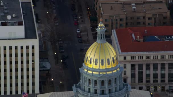 Denver Colorado 2017 Luftaufnahme Der Kuppel Des Colorado State Capitol — Stockvideo