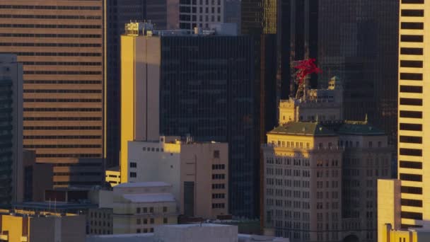Dallas Texas 2017 Luftaufnahme Der Leuchtschrift Pegasus — Stockvideo