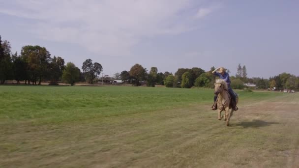 Woman Horseback Riding Slow Motion — Stock Video