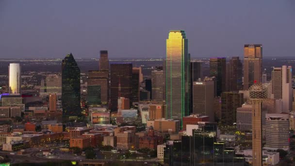 Dallas Texas 2017 Luftaufnahme Von Dallas Texas Der Abenddämmerung — Stockvideo