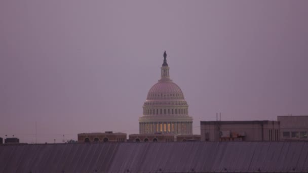 Washington 2017 Reveal Egyesült Államok Capitol Épület Mögül Épületek Napkeltekor — Stock videók