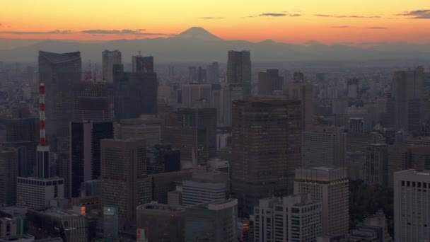 Tokyo Japan Circa 2018 Tokyo City Buildings Foreground Sunset Mount — Stock Video
