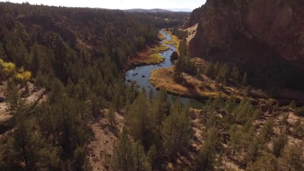 Aerial View Crooked River Smith Rock Oregon — Stock Video