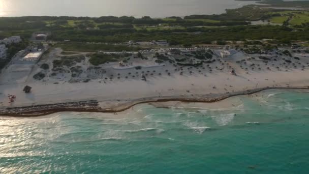 Meksika Cancun Daki Otellerin Plajların Havadan Görünüşü — Stok video