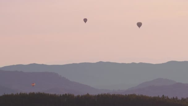 Flygfoto Över Varmluftsballonger Över Napa Valley Kalifornien — Stockvideo