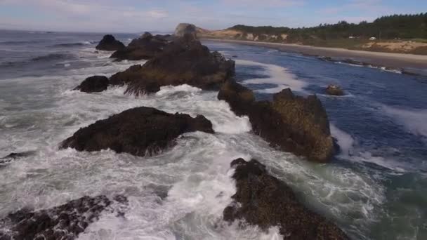 Letecký Snímek Pobřeží Oregonu Seal Rock — Stock video