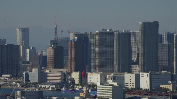 日本約2018年 東京スカイラインと東京タワーの空中ビュー レッドカメラでヘリコプターから撃たれた — ストック動画