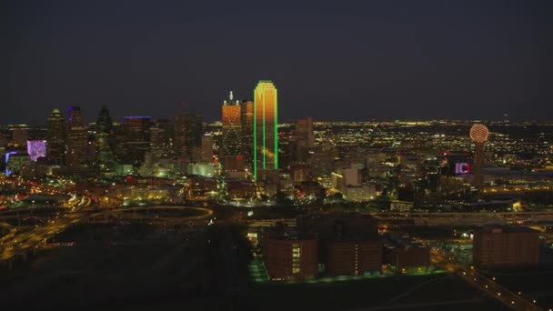 Dallas Texas Περίπου 2017 Αεροφωτογραφία Του Dallas Texas Την Νύχτα — Αρχείο Βίντεο