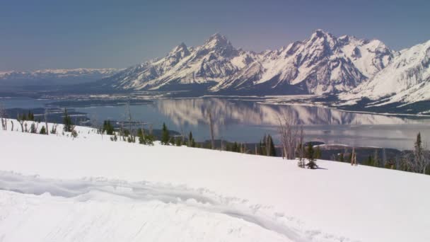 Grand Teton National Park Rocky Mountains Wyoming Vista Aérea Belos — Vídeo de Stock