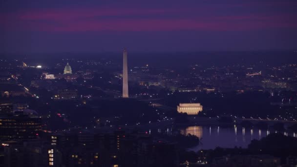 Washington Circa 2017 Vista Aérea Madrugada Lincoln Memorial Monumento Washington — Vídeo de Stock
