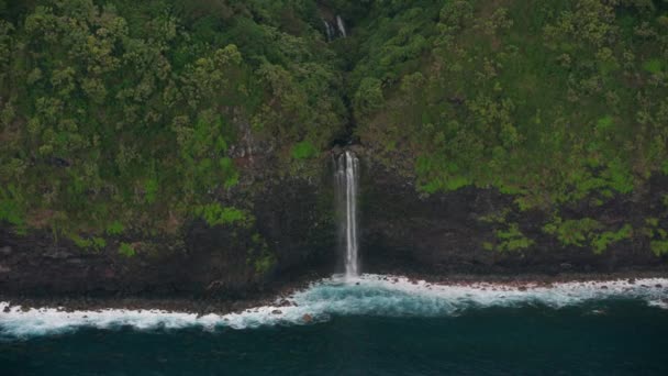 Maui Hawaje Około 2018 Roku Widok Lotu Ptaka Wodospadów Wzdłuż — Wideo stockowe
