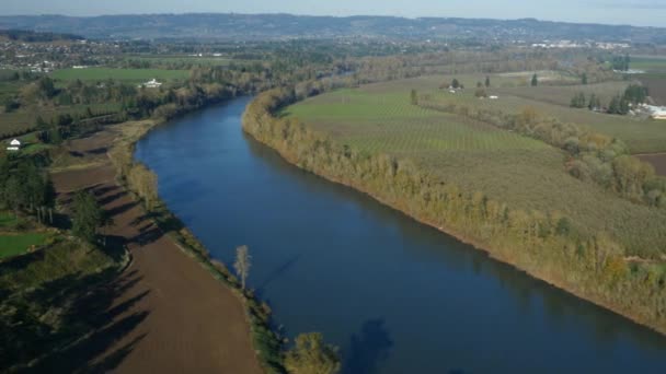 Luftfoto Willamette River Oregon Landbrugsjord Ultra – Stock-video