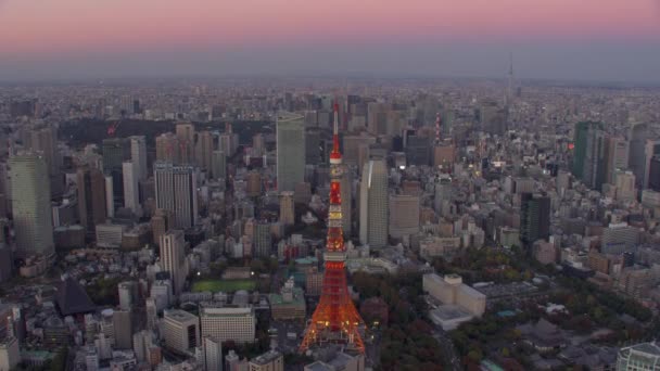 Tokio Japonia Około 2018 Roku Zdjęcia Lotnicze Nad Tokyo Tower — Wideo stockowe