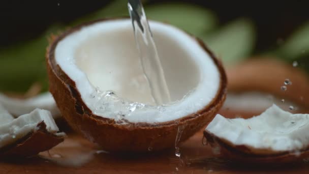 Coconut Water Splashing Super Slow Motion Shot Phantom Flex — Stock Video