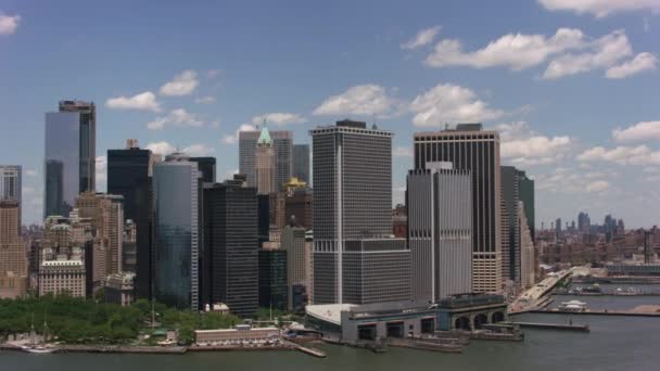 New York New York Circa 2017 Flying Battery Park Lower — Video Stock