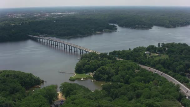 Annapolis Maryland 2017 Körül Légi Kilátás Severn Folyó Hídjára Annapolis — Stock videók