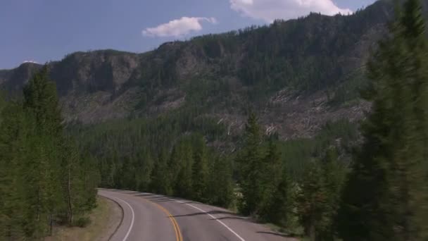 Condução Através Parque Nacional Yellowstone — Vídeo de Stock