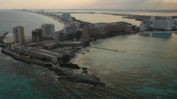 Flygfoto Över Hotell Cancun Mexiko — Stockvideo