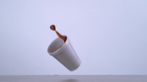 Slow Motion Shot Coffee Spilling Shot Phantom Flex Camera — Stock Video