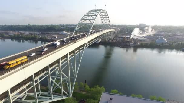 Jembatan Fremont Portland Oregon Tembakan Udara — Stok Video