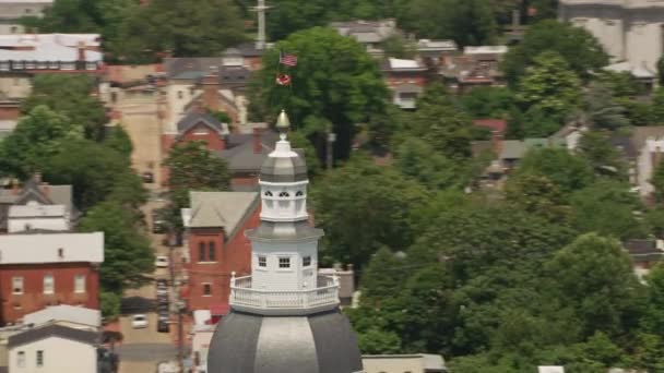 Annapolis Maryland Circa 2017 Aerial View Maryland State House Dome — Stock Video