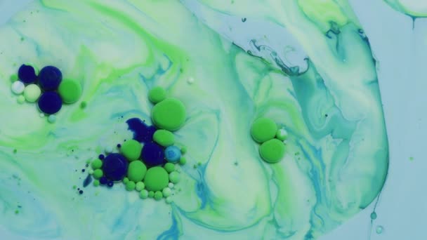 Resumen Cerca Textura Del Aceite Con Pintura Azul Verde — Vídeos de Stock