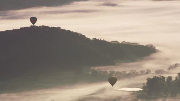 Flygfoto Över Varmluftsballonger Över Napa Valley Kalifornien — Stockvideo