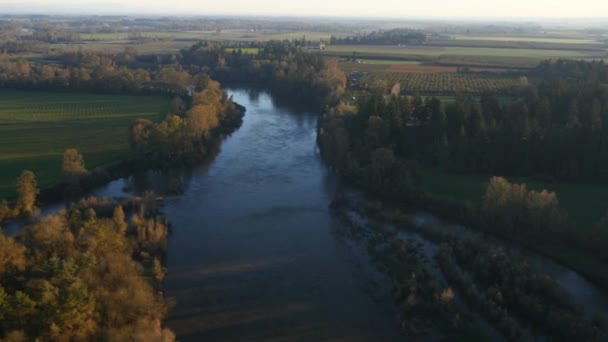 Letecký Pohled Řeku Willamette Oregon Ultra — Stock video