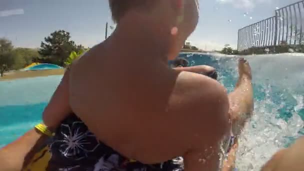 Kids Going Waterslide Waterpark Pov Video — Stock Video