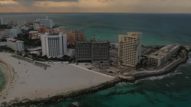 Flygfoto Över Hotell Cancun Mexiko — Stockvideo