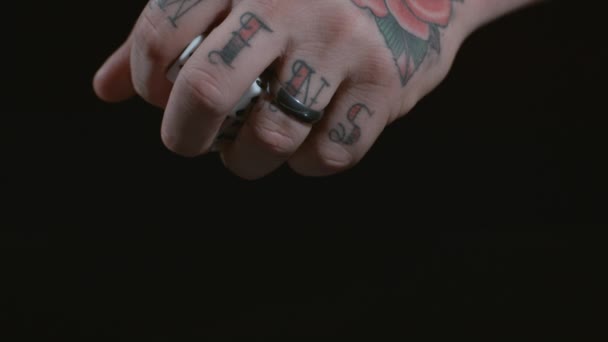 Tattooed Hand Dropping Dice Slow Motion Shot Phantom Flex 1000 — Stock Video