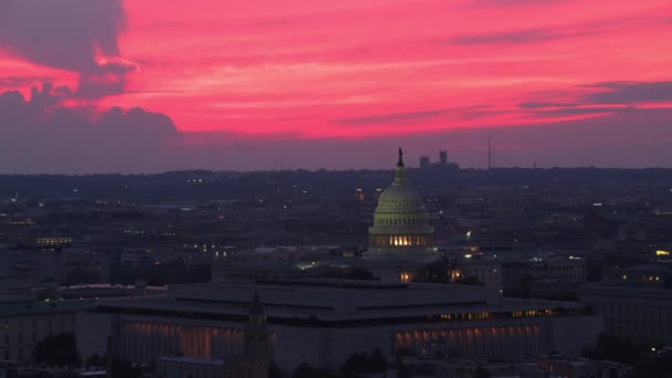 Washington Circa 2017 Letecký Pohled Americkou Capitol Building Při Západu — Stock video