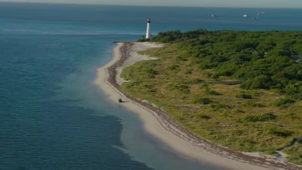Cape Florida Deniz Feneri Nin Hava Manzarası Miami Florida — Stok video