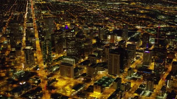 Denver Colorado Circa 2017 Luchtfoto Van Denver Nachts — Stockvideo