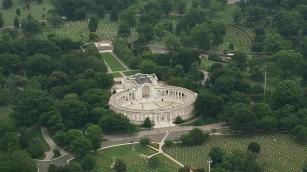 Waszyngton Widok Lotu Ptaka Cmentarz Narodowy Arlington Amfiteatr Pamięci Grobowiec — Wideo stockowe